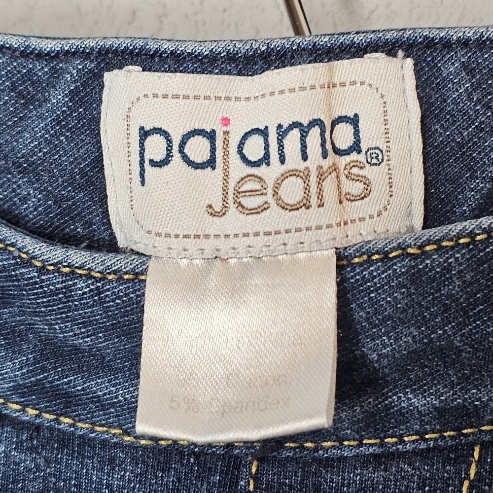 Pajama Jeans Womens Medium Blue Straight Leg Pink Drawstring Comfy Pull On - Picture 11 of 12